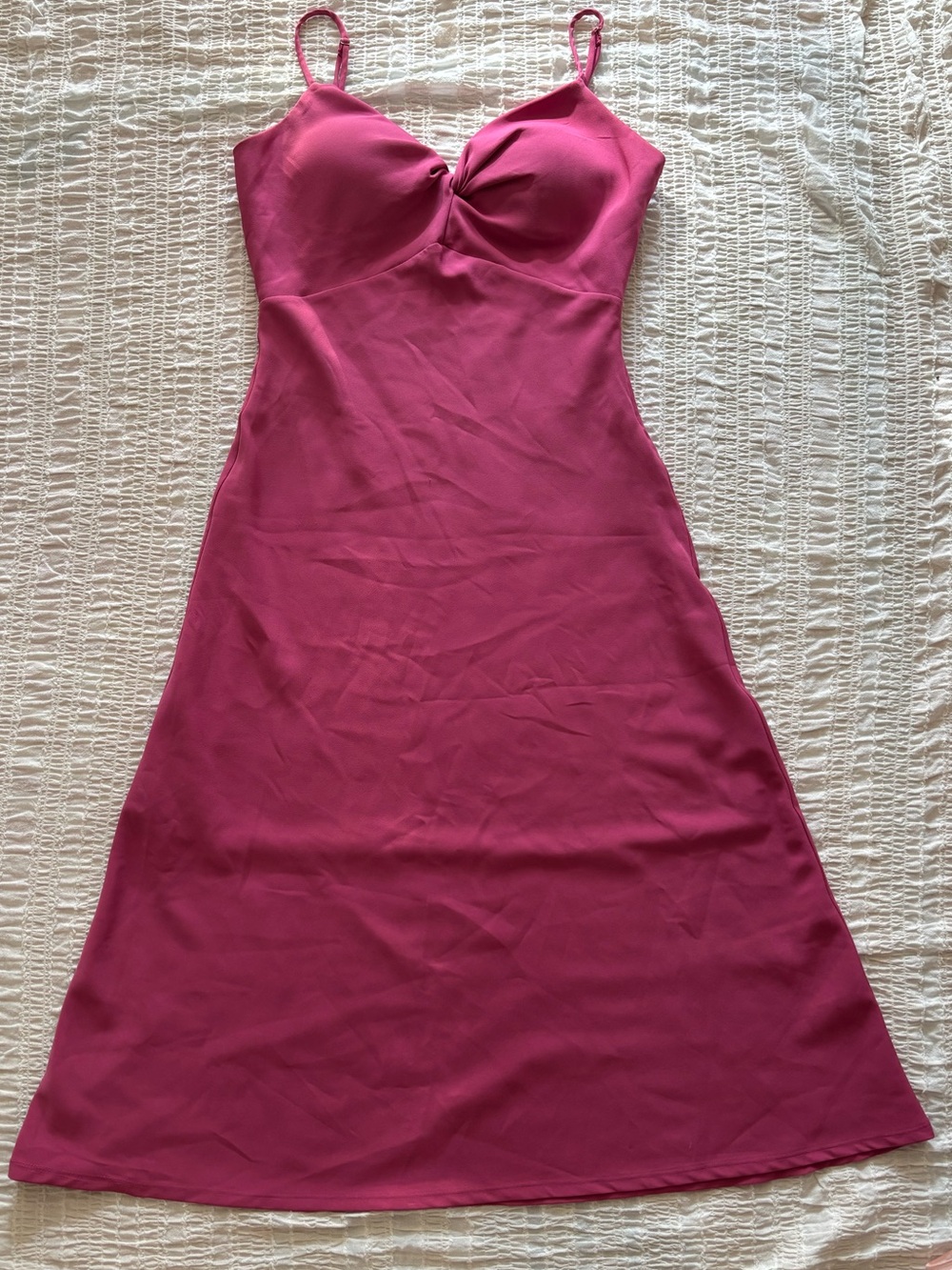 Guess Fuchsia Slip Midi Dress with Twist Front